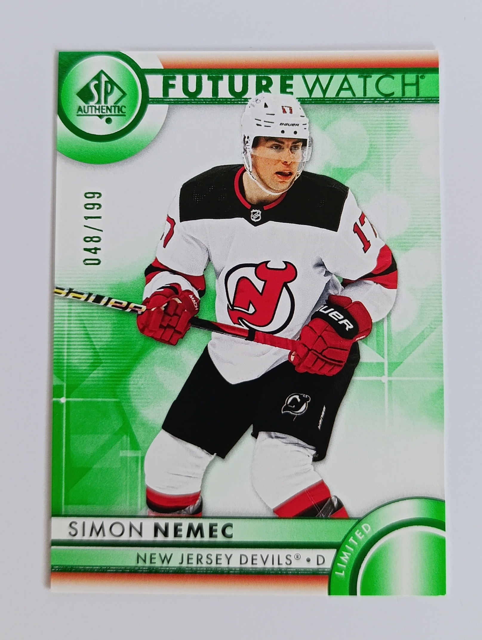 Šimon Nemec (New Jersey Devils, Slovensko) – RC – Future Watch Green Limited – 2023-24 SP Authentic #48/199
