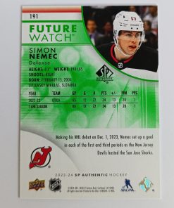 Šimon Nemec (New Jersey Devils, Slovensko) – RC – Future Watch Green Limited – 2023-24 SP Authentic #48/199 – Obrázok 3