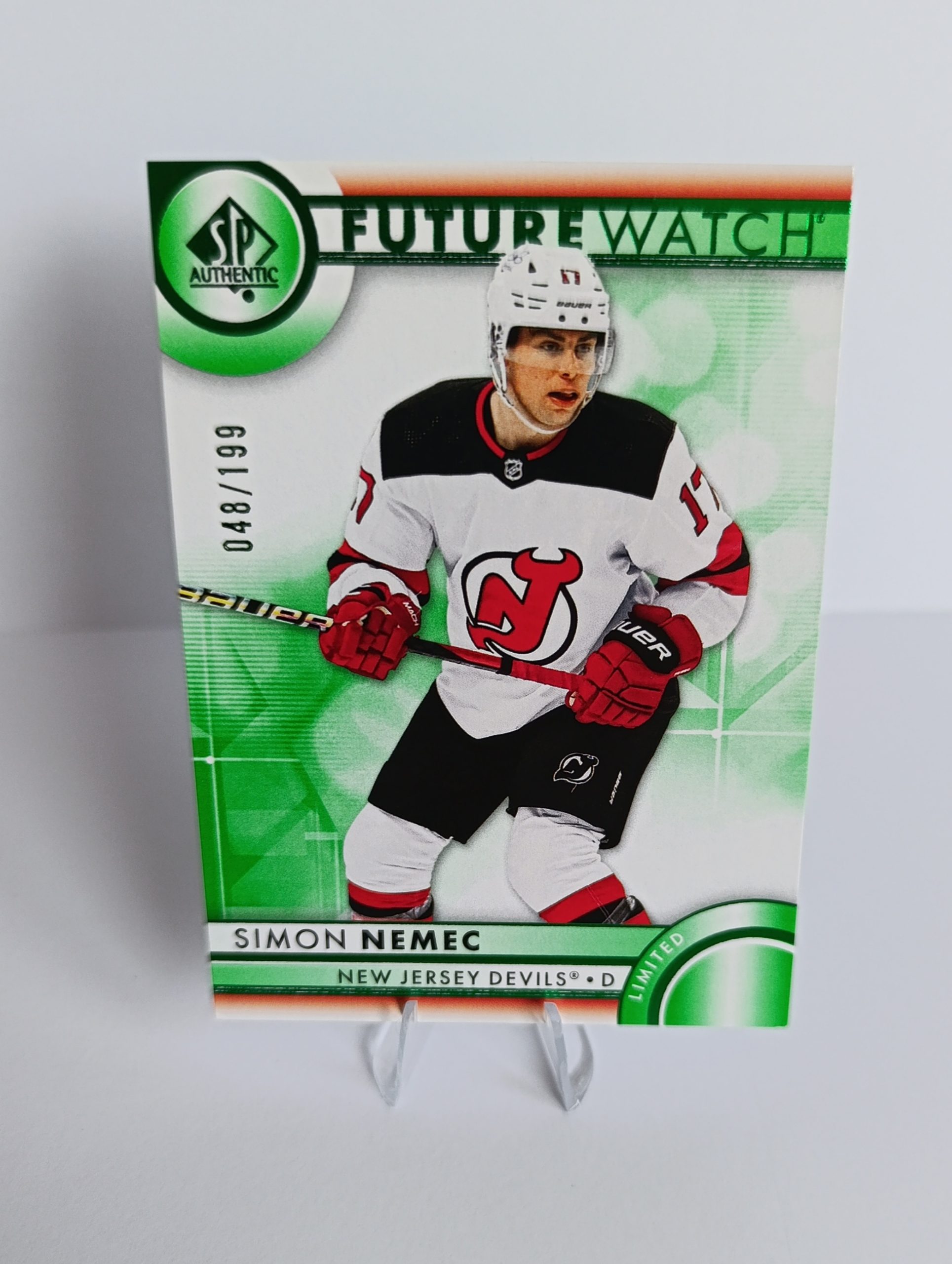 Šimon Nemec (New Jersey Devils, Slovensko) – RC – Future Watch Green Limited – 2023-24 SP Authentic #48/199 – Obrázok 4