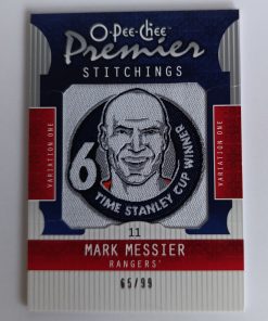 Mark Messier (Edmonton Oilers / New York Rangers, Kanada) – Premier Stitchings – 2008-09 O-Pee-Chee Premier #65/99