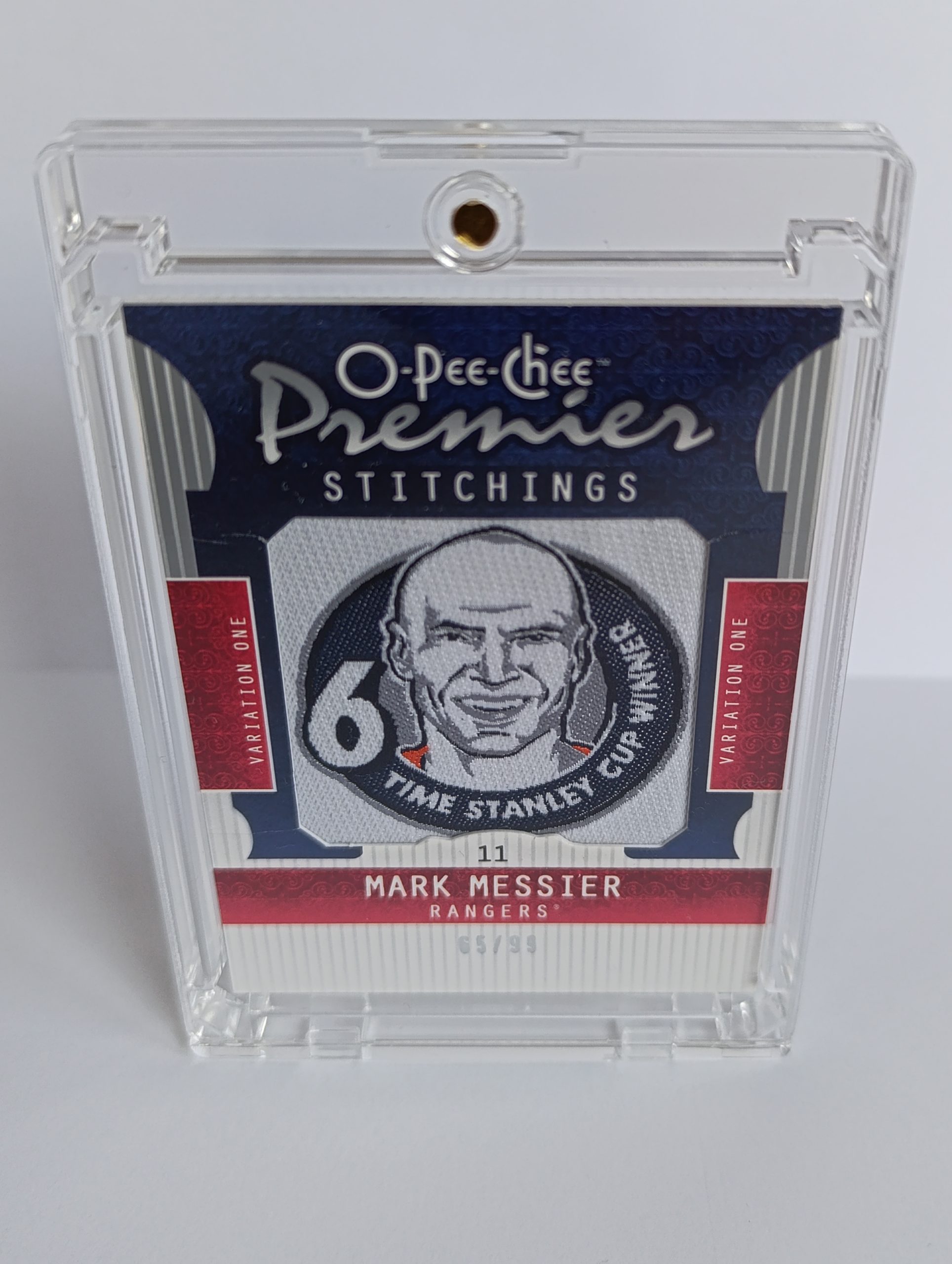 Mark Messier (Edmonton Oilers / New York Rangers, Kanada) – Premier Stitchings – 2008-09 O-Pee-Chee Premier #65/99 – Obrázok 5