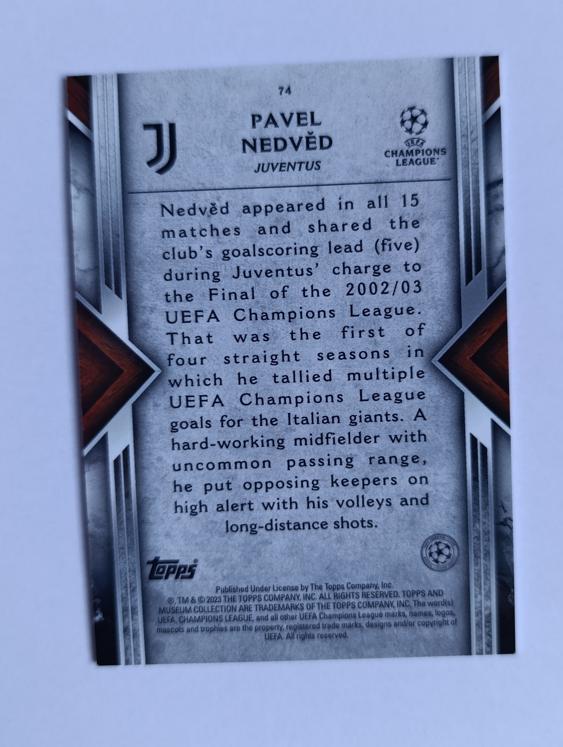 Pavel Nedvěd (Juventus, Česko) – Copper – 2022-23 Topps Museum Collection UEFA Champions League #118/125 – Obrázok 4