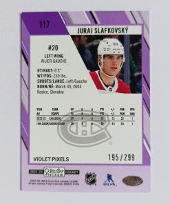 Juraj Slafkovský (Montreal Canadiens, Slovensko) – Violet Pixels – 2023-24 O-Pee-Chee Platinum #195/299 – Obrázok 3