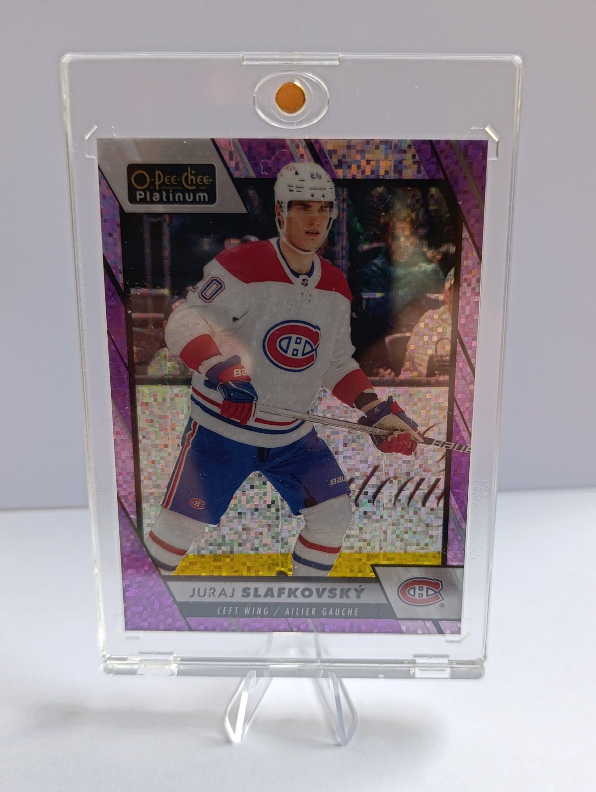 Juraj Slafkovský (Montreal Canadiens, Slovensko) – Violet Pixels – 2023-24 O-Pee-Chee Platinum #195/299 – Obrázok 6