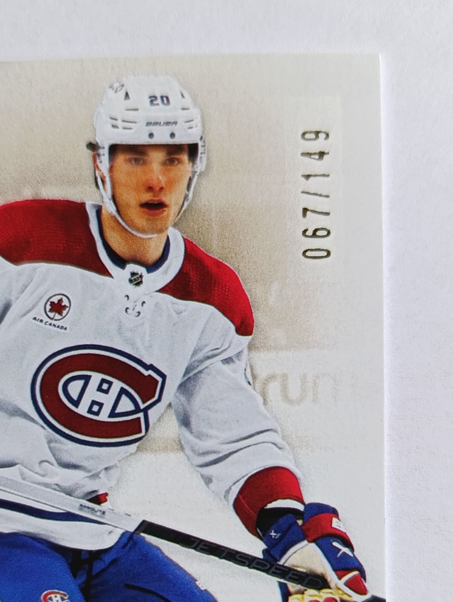 Juraj Slafkovský (Montreal Canadiens, Slovensko) – 2024-25 Upper Deck SP Game Used Gold #67/149 – Obrázok 3